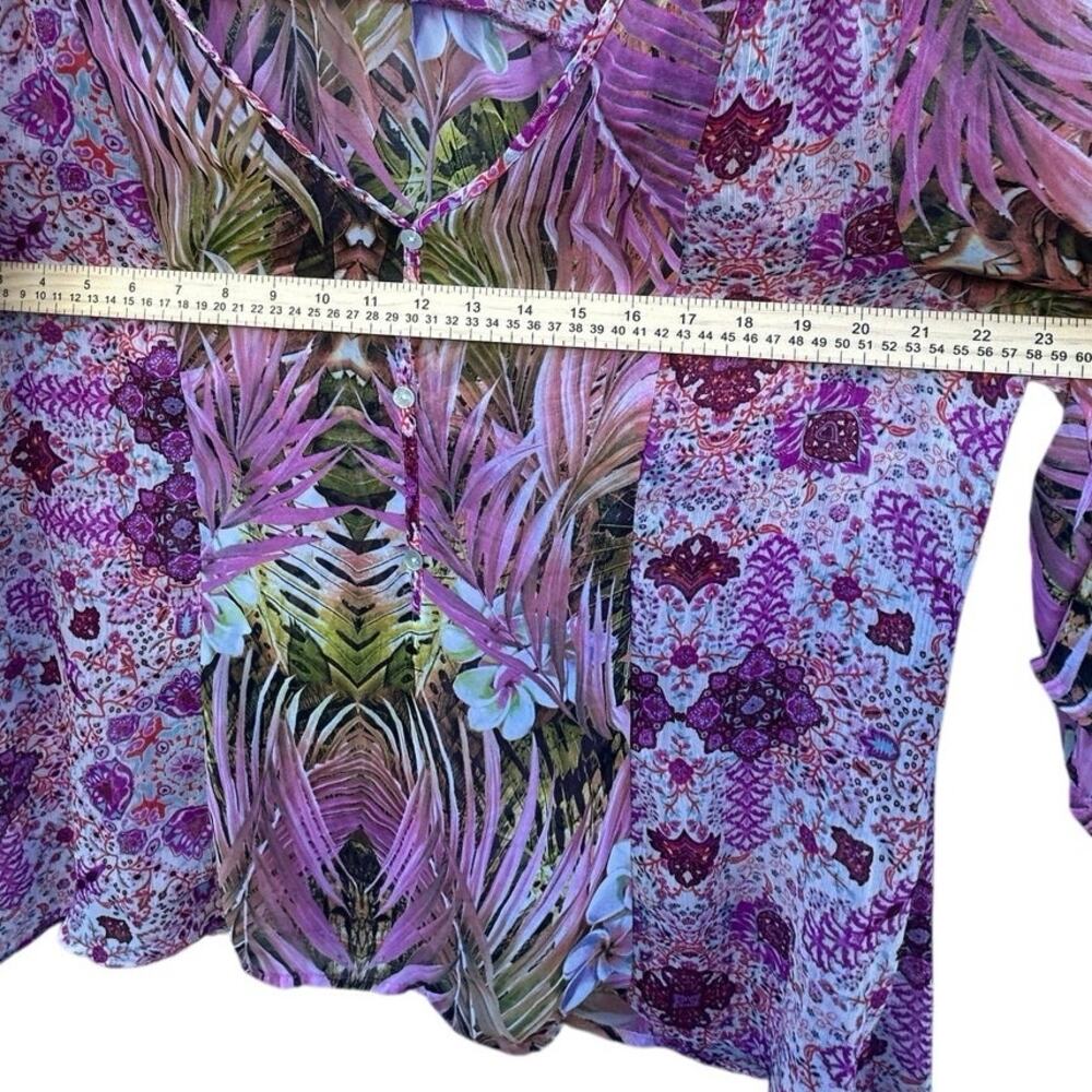 Figueroa & Flower Tropical Boho Blouse XL
Pink Palm Floral Button Top - Picture 5 of 6